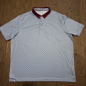 Maelreg Performance Polo Shirt Mens 4XL Gray Red Golf Club Geometric Stretch